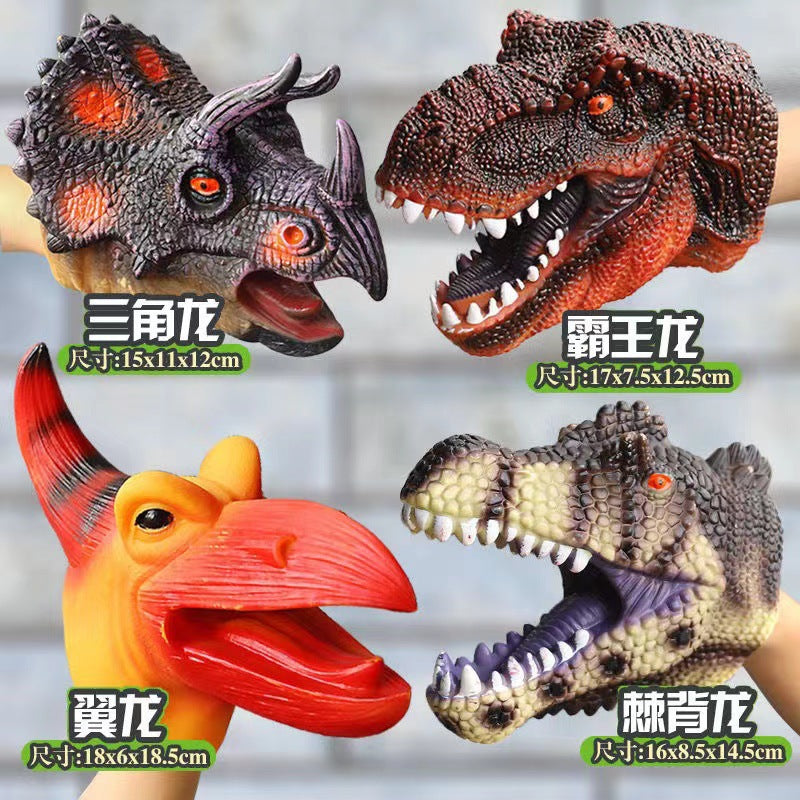 Dinosaur Hand Puppet Cross-Border Wholesale Gloves Soft Rubber Triceratops Tyrannosaurus Rex Children's Simulation Animal Model Boy Toy