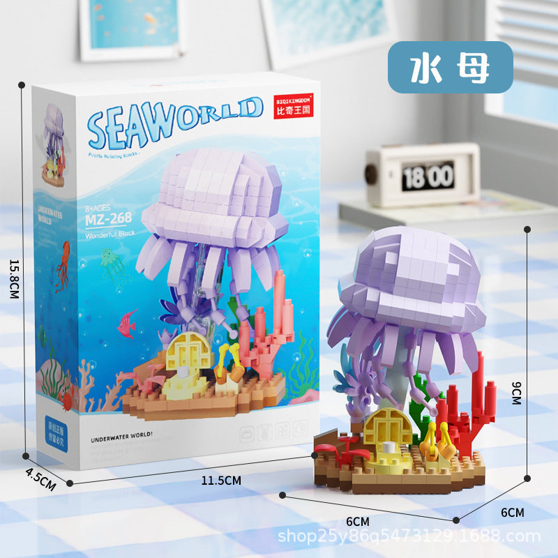 Children's Day Gift Compatible Lego Marine Animals Shark Clownfish Cartoon Doll Assembled Building Blocks Toy