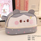 New Large Capacity Blush Panda Pu Pencil Case High-Looking Cute Cartoon Student Neutral Stationery Storage Box Wholesale