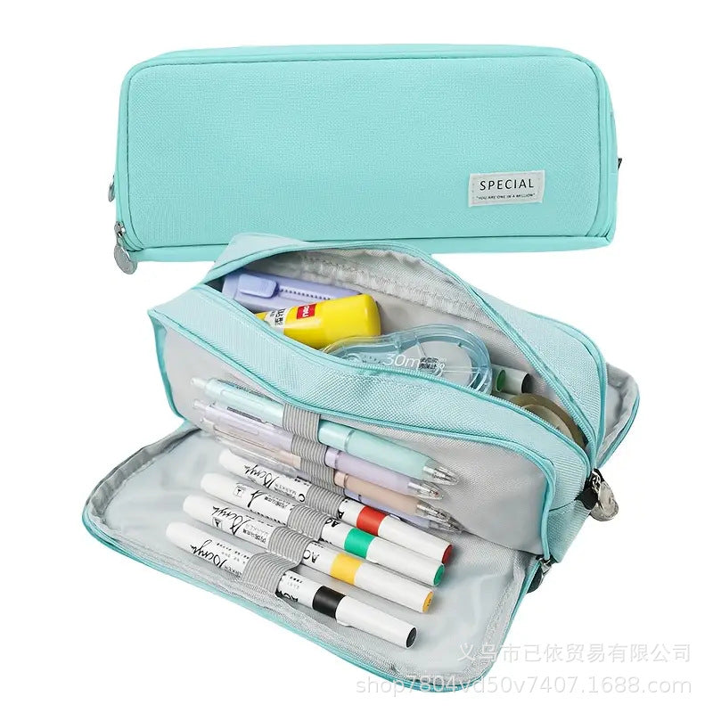 Oxford Cloth Large-Capacity Double-Zipper Multi-Layer Pencil Case Multi-Functional Stationery Box for Primary and Secondary School Students in the Back-To-School Season Wholesale from Manufacturers