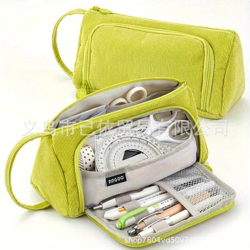 Triangular Pencil Case with Large Capacity and Multi-Functional Features, Korean-Style Ins-Style Stationery Box for Middle and High School Students, Direct from the Manufacturer