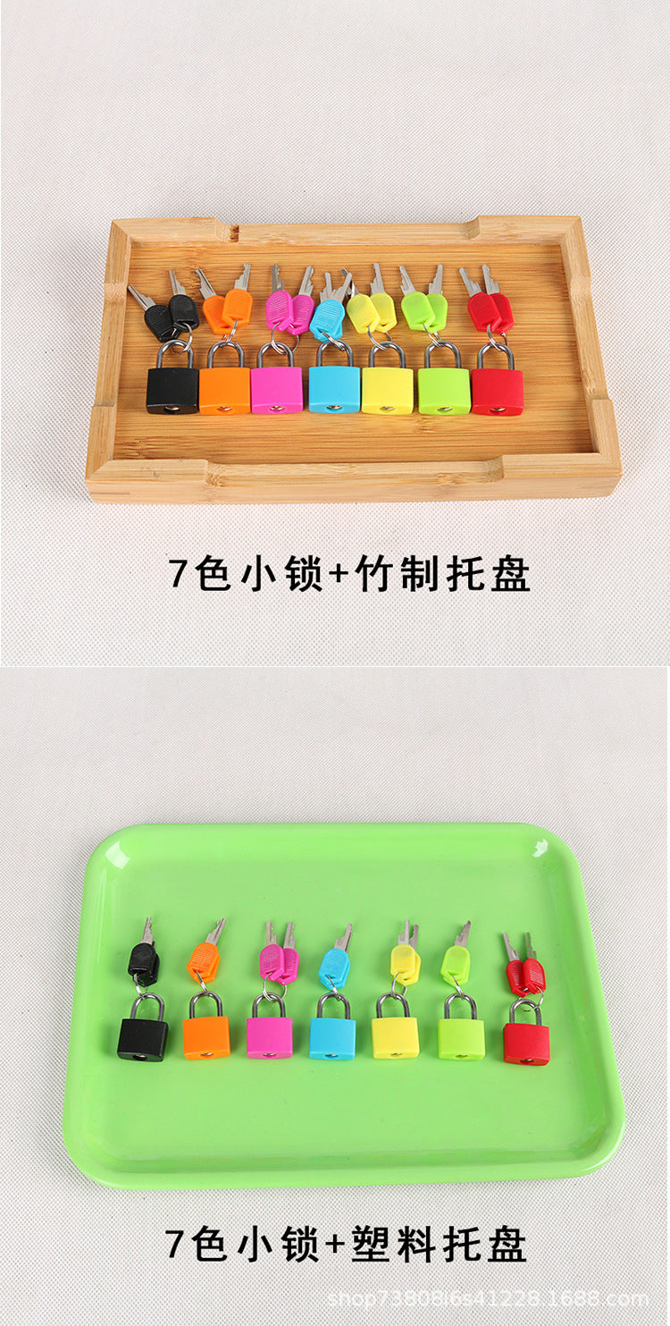 Montessori teaching aids colorful small lock learning unlocking game children's early education Montessori key lock sensory toys