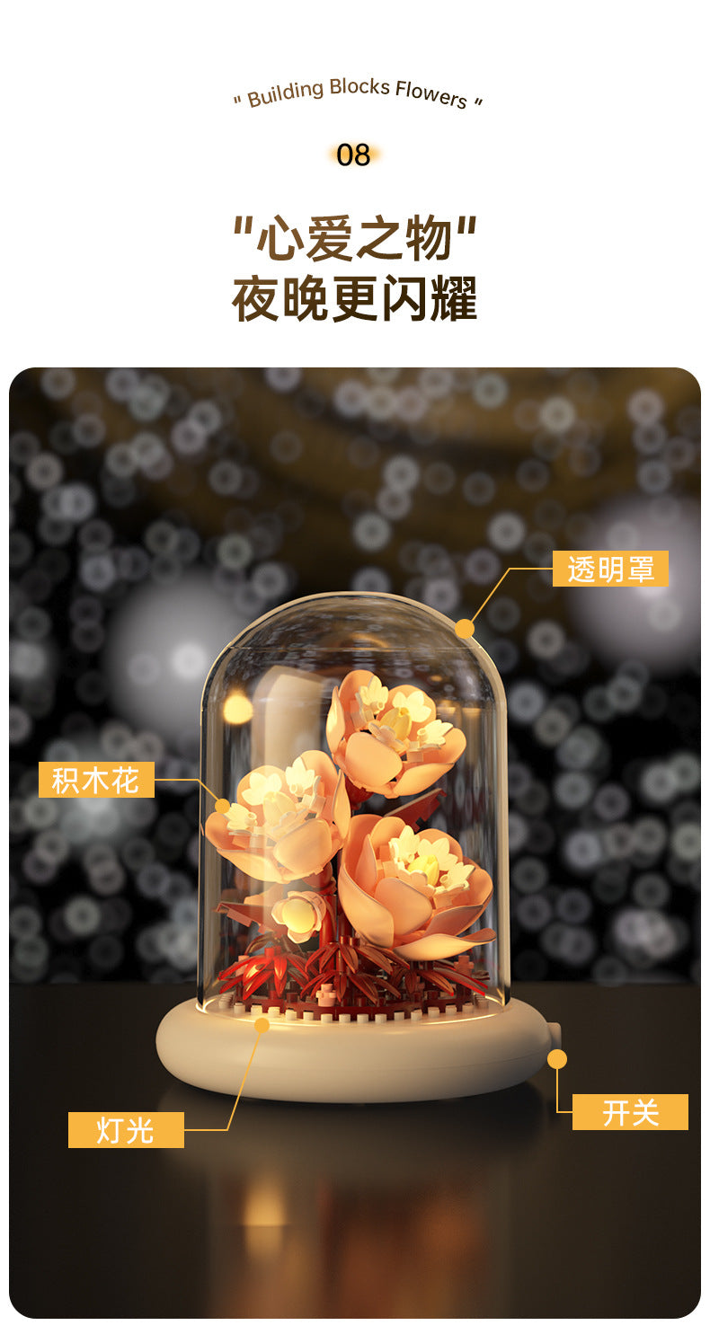 [wholesale generation] simulation of eternal flowers lily rose blocks compatible with Lego toy ornaments Valentine's Day gift