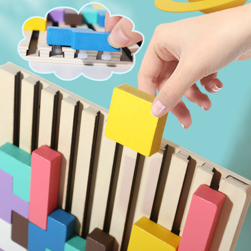3D Stereo Tetris Building Blocks Kidsren's Educational Early Education Puzzle Matching Card Jenga Educational Toys