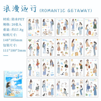 ZABC cross-border die-cut PET sticker book chasing ordinary series 20 characters life hand account collage stickers