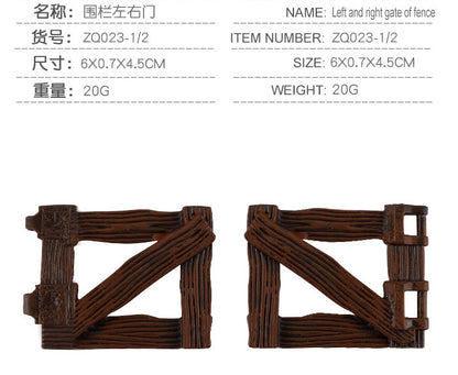 Animal Jurassic simulation farm scene sand table decoration fence large door frame dinosaur model toy