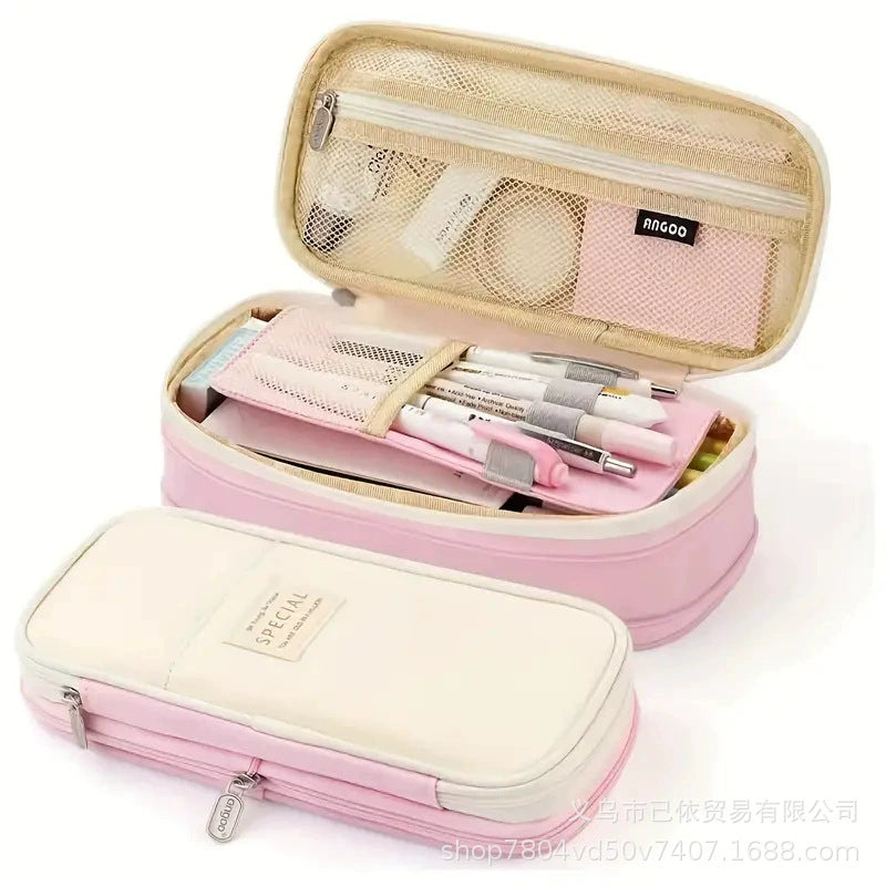 Oxford Cloth Large-Capacity Double-Zipper Multi-Layer Pencil Case Multi-Functional Stationery Box for Primary and Secondary School Students in the Back-To-School Season Wholesale from Manufacturers