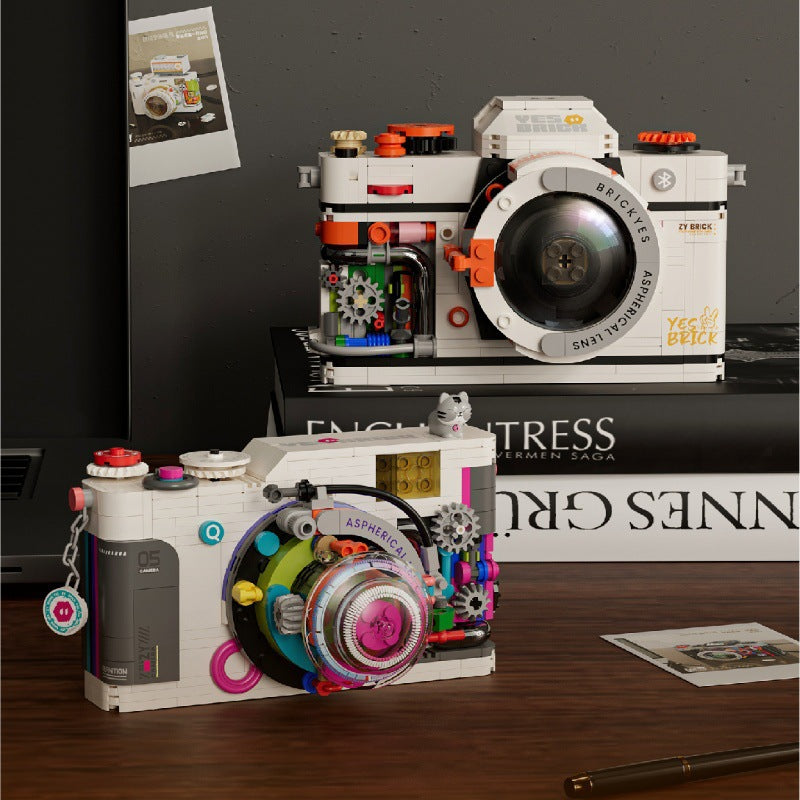 Compatible with Lego Building Blocks Mechanical Universe Retro Camera Assembled Handmade Toy Model Ornaments Children's Gift