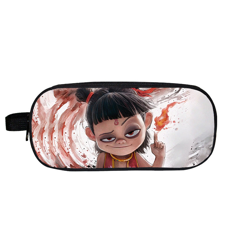 Cross-Border Nezha Stationery Box, Children's Portable Large-Capacity Storage Pencil Case, Student Wear-Resistant Double-Layer Portable Pencil Case Wholesale