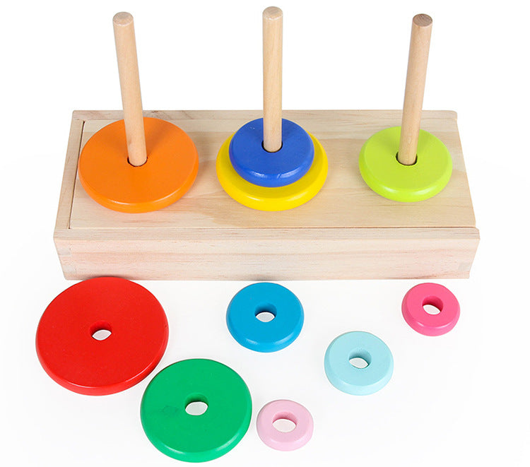 Hanoi Tower for Primary School Students 10 Layers 8 Large 5 Medium 10 Layers Hanrotoro Kidsren's Educational Thinking Training Toys