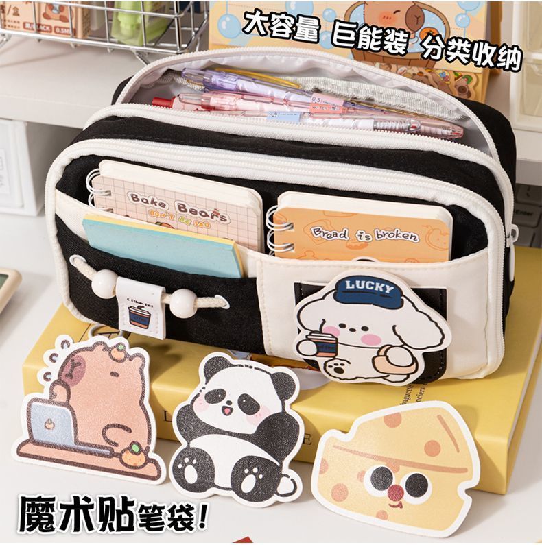 Velcro Puppy Pencil Case High-Looking 2025Ins Stationery Niche New Cute Girls Large-Capacity Stationery Box