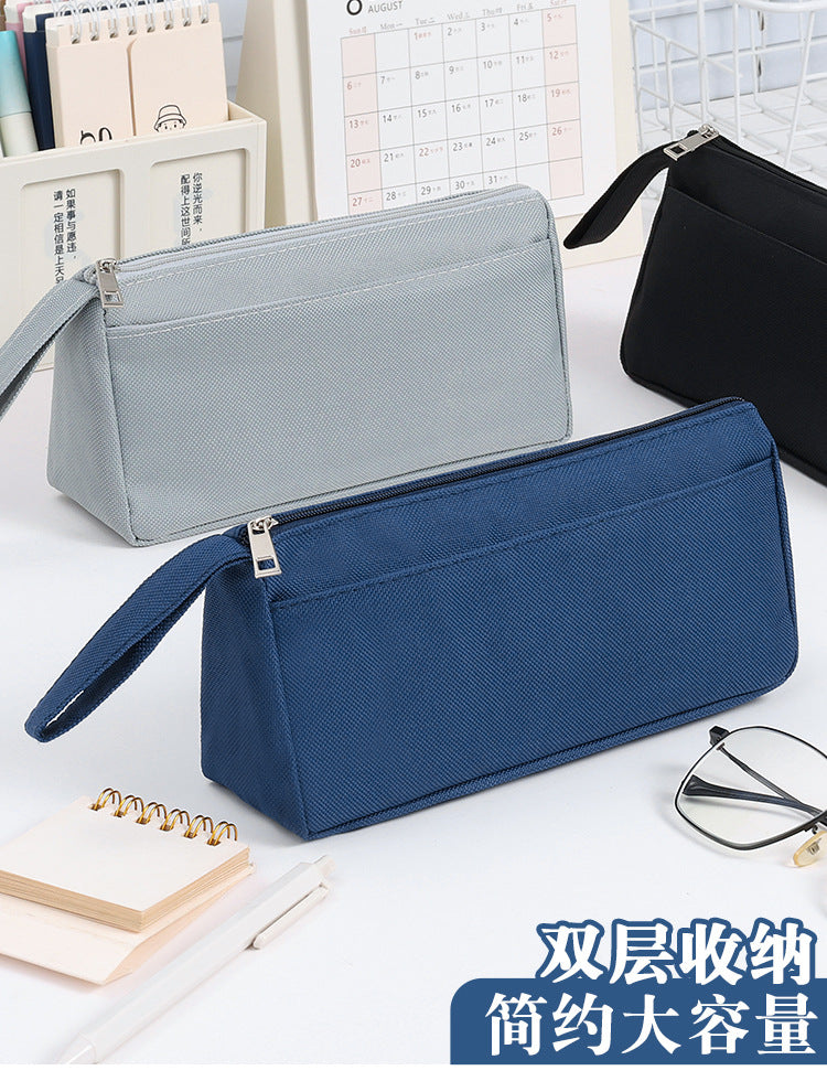 Cross-Border Pencil Bag with Printed Logo, Portable Stationery Bag for Primary and Secondary School Students, Practical and Durable Advertising Pencil Case Oxford Cloth
