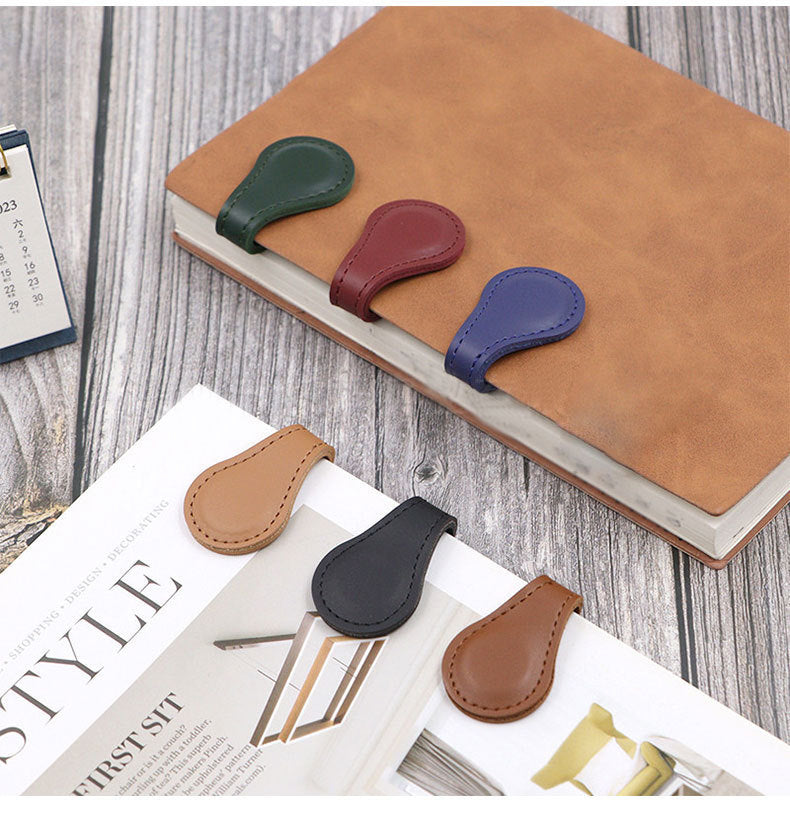 European-Style Retro Genuine Leather Magnetic Bookmarks, Creative Magnetic Planner Markers, Student Reading Page Clips, Magnetic Bookmarks