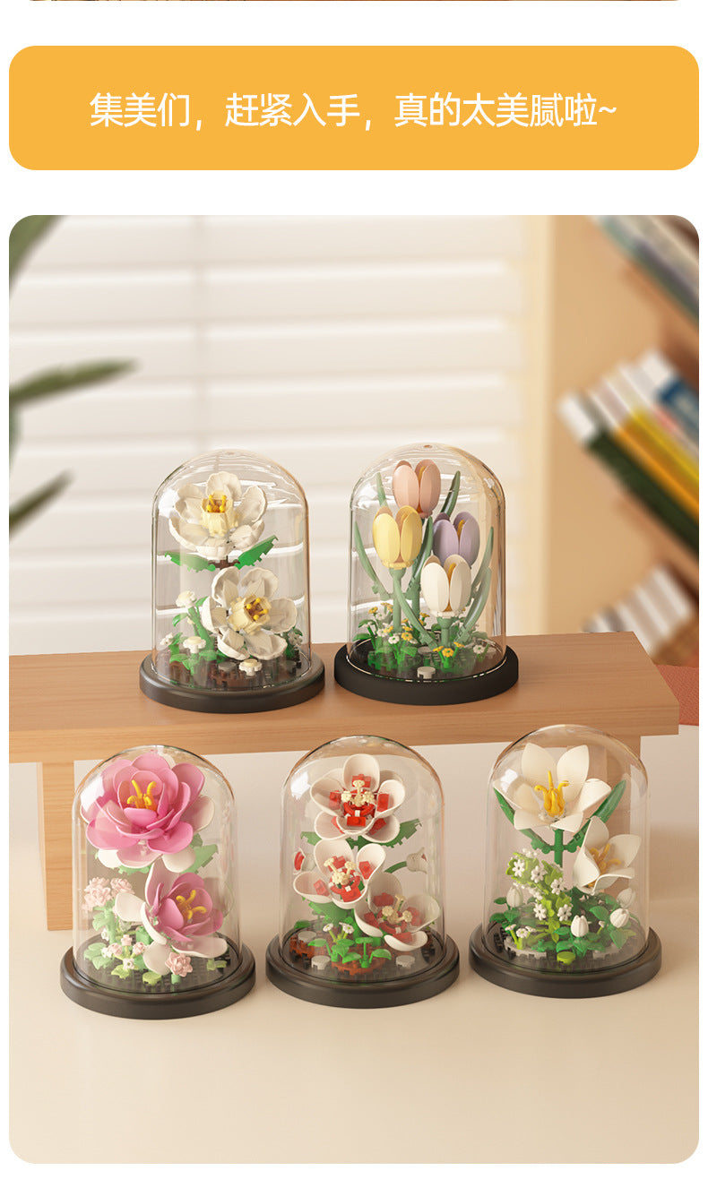 [wholesale generation] simulation of eternal flowers lily rose blocks compatible with Lego toy ornaments Valentine's Day gift