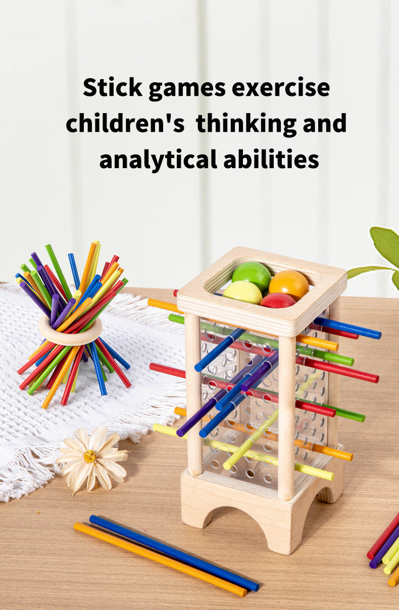 Wooden Kidsren's Stick Insertion Game Baby Draw Stick Color Cognitive Pitching Montessori Family Interactive Toy