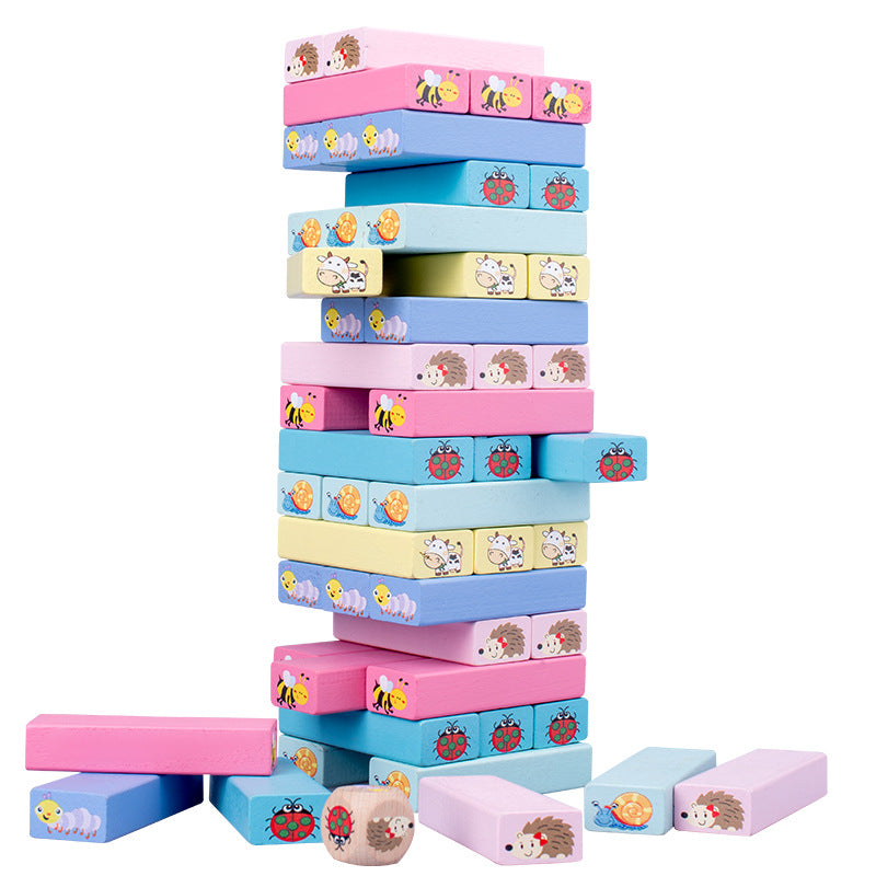 51 Pieces of Digital Colorful Jenga Building Blocks for Kidsren's Educational Jenga Wooden Adult Toys
