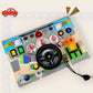 CECPC Montessori Children's Simulated Steering Wheel Busy Board Switch Led Light Busy Board Early Education Educational Wooden Toys
