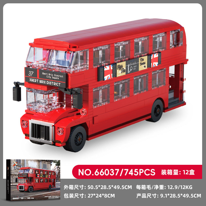 Cross-border engineering series truck city bus transport vehicle combined with small particle building blocks children's educational enlightenment toys