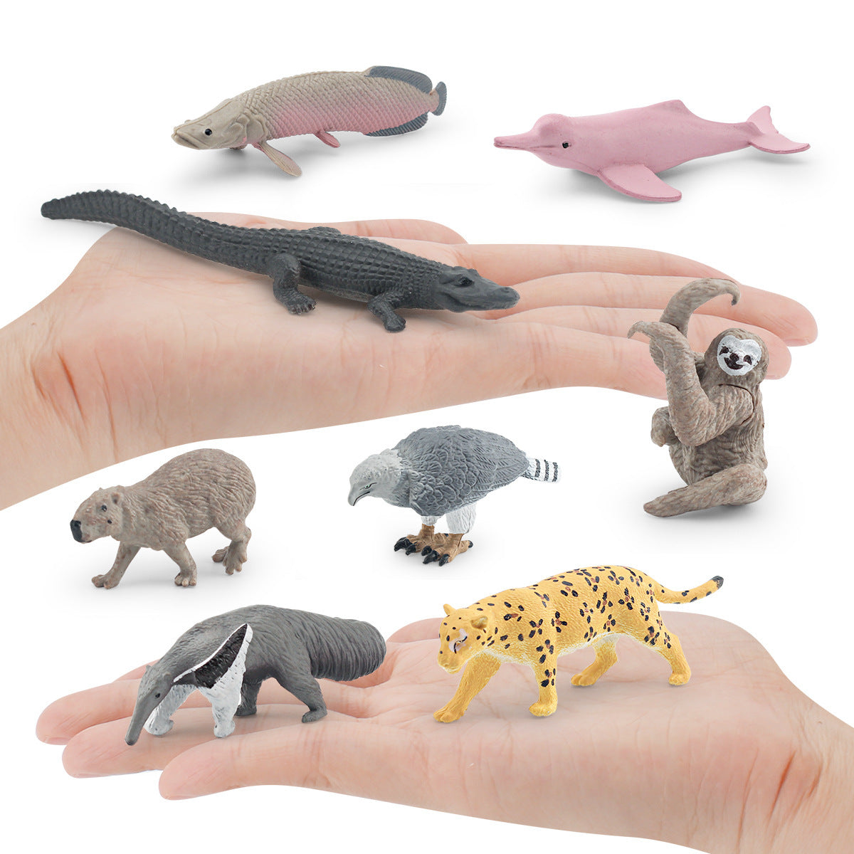 Cross-border simulation South American animal crocodile dolphin capybara horn carving sloth anteater Jaguar model desktop decoration