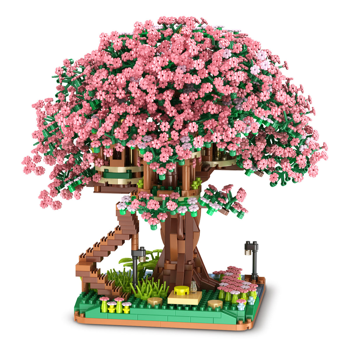 Cross-border TEMU Compatible Lego Sakura Tree House Rainbow Tree Blocks Children's Educational Assembled Toys for Girls Gift