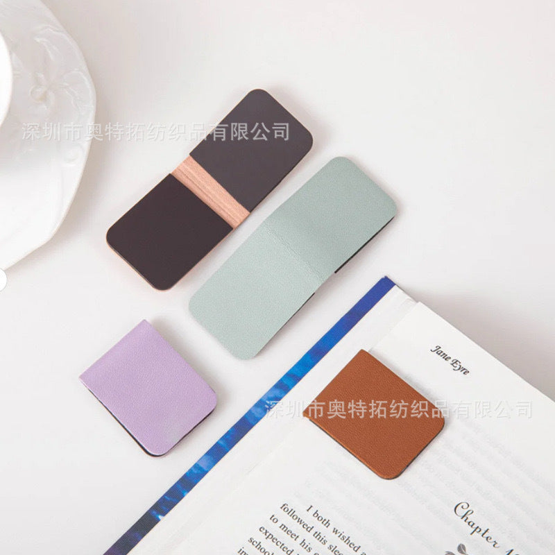 in stock Dopamine Color Magnetic Leather Bookmark Square Magnetic Bookmark Graduation Gift Bookworm Reading Pagination Clip