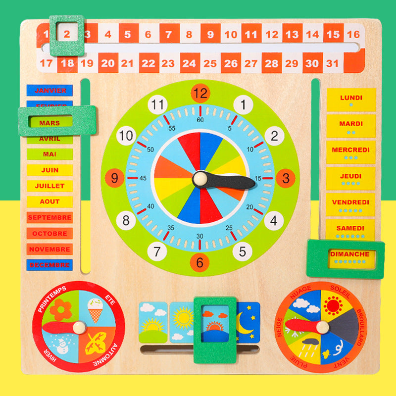 Children's Clock Teaching Aids Montessori Calendar Clock Board Children's Learning Time Clock Cognition Kindergarten Early Education Toys