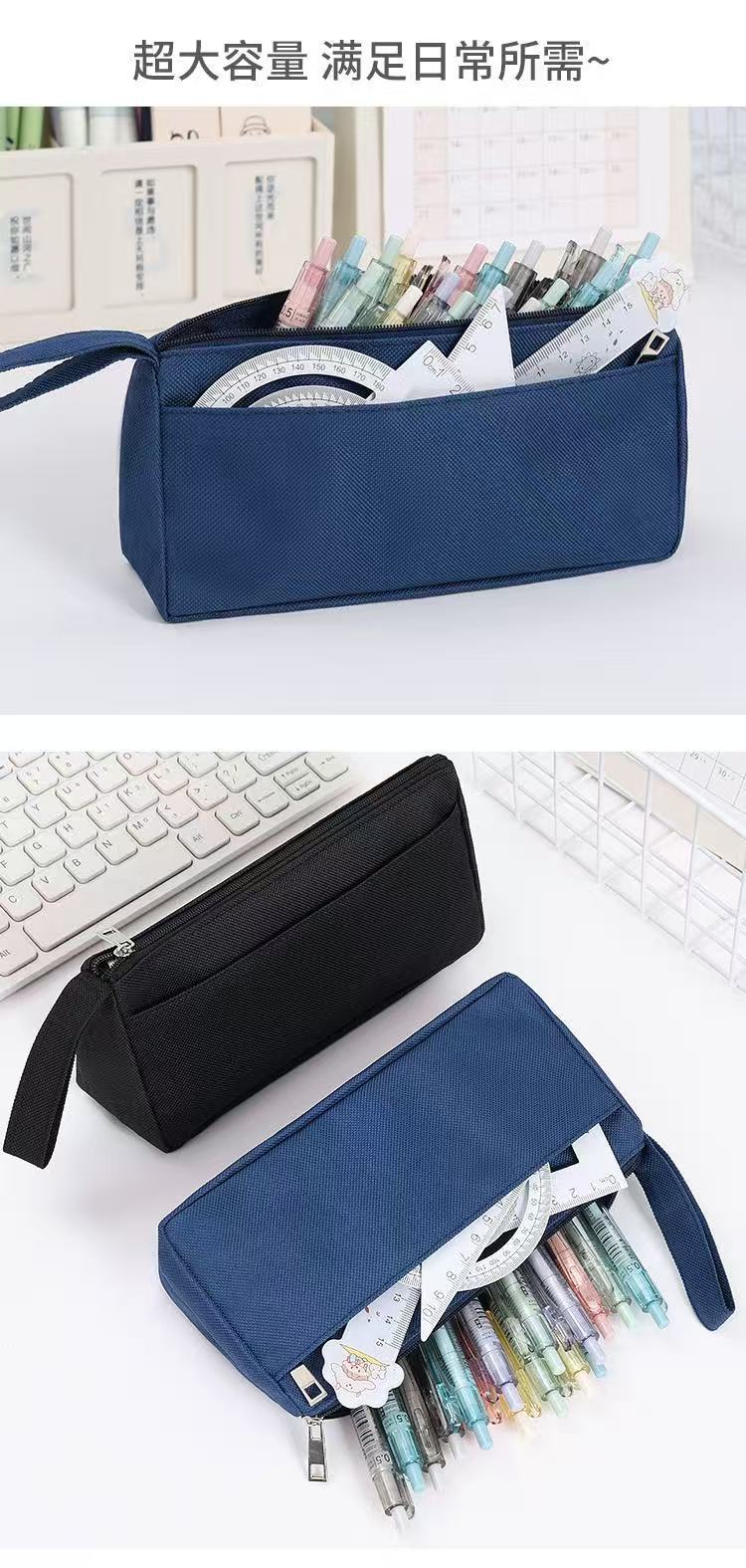 Oxford Cloth Double-Layer Pencil Case, Stylish and Stain-Resistant Stationery Bag for Elementary School Students, Simple Storage with Logo Printing