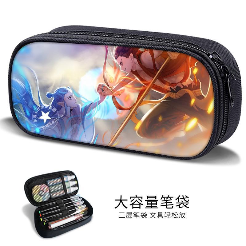 Essential Stationery for the Beginning of School: Nezha the Magic Child Sea Pen Bag for Boys, Anime Merchandise, Lotus Cake Cp Unisex Stationery Box Trend
