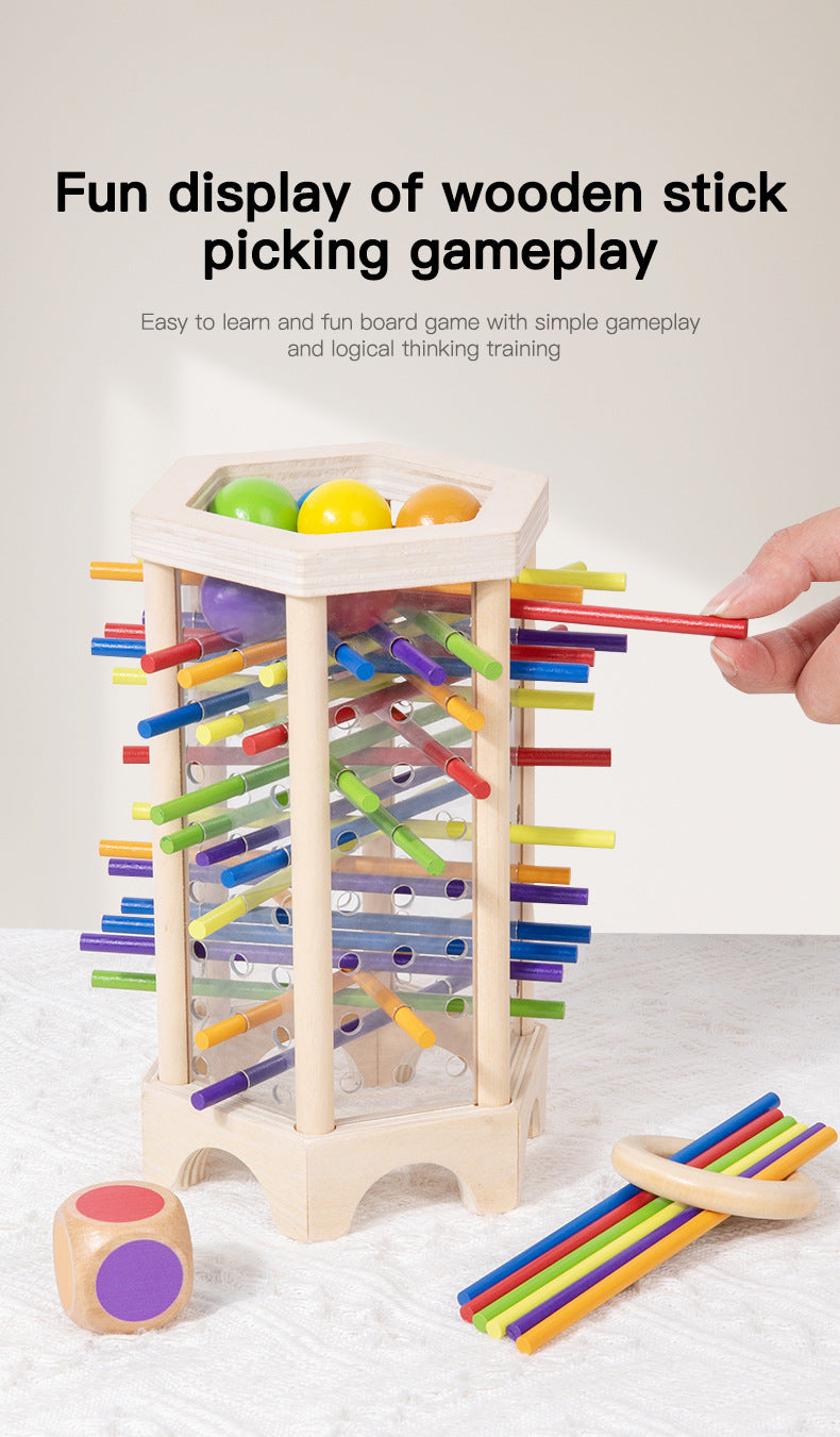 Wooden Kidsren's Stick Insertion Game Baby Draw Stick Color Cognitive Pitching Montessori Family Interactive Toy