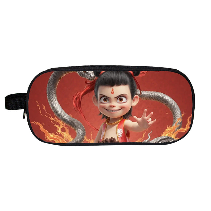 Cross-Border Nezha Stationery Box, Children's Portable Large-Capacity Storage Pencil Case, Student Wear-Resistant Double-Layer Portable Pencil Case Wholesale