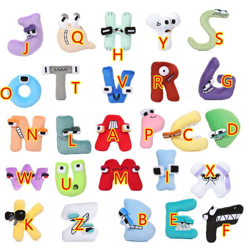 Cross-border Alphabet Lore letter legend plush pillow doll children Enlightenment letter doll wholesale