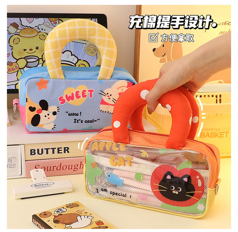 Good-Looking Student Handbag, Small Backpack, Cute Contrasting Color Small Shoulder Bag, Stationery Bag, Large Capacity Pencil Case