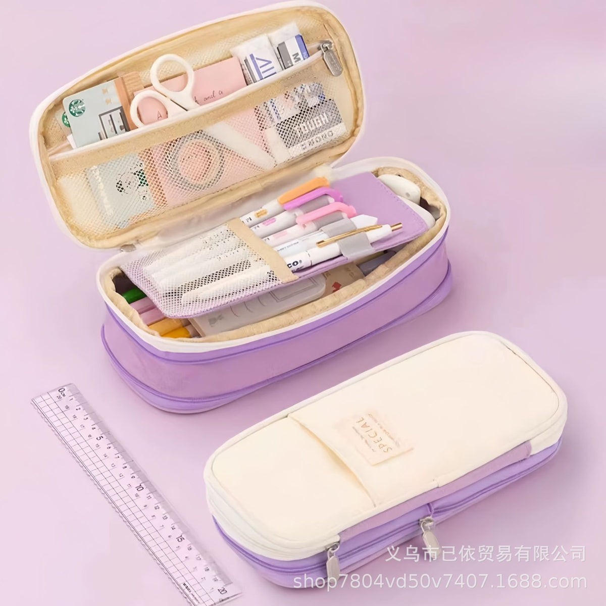 Oxford Cloth Pencil Case with Large Capacity and Multi-Layer Design, Stationery Box for Primary and Secondary School Students, High Aesthetic Value, Simple and Waterproof, Direct from the Source Factory