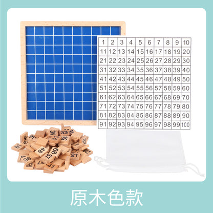 Montessori Mathematics Teaching Aids 1-100 Digital Continuous Board Sorting Board Children's Educational Early Education Wooden Hundred Board Children