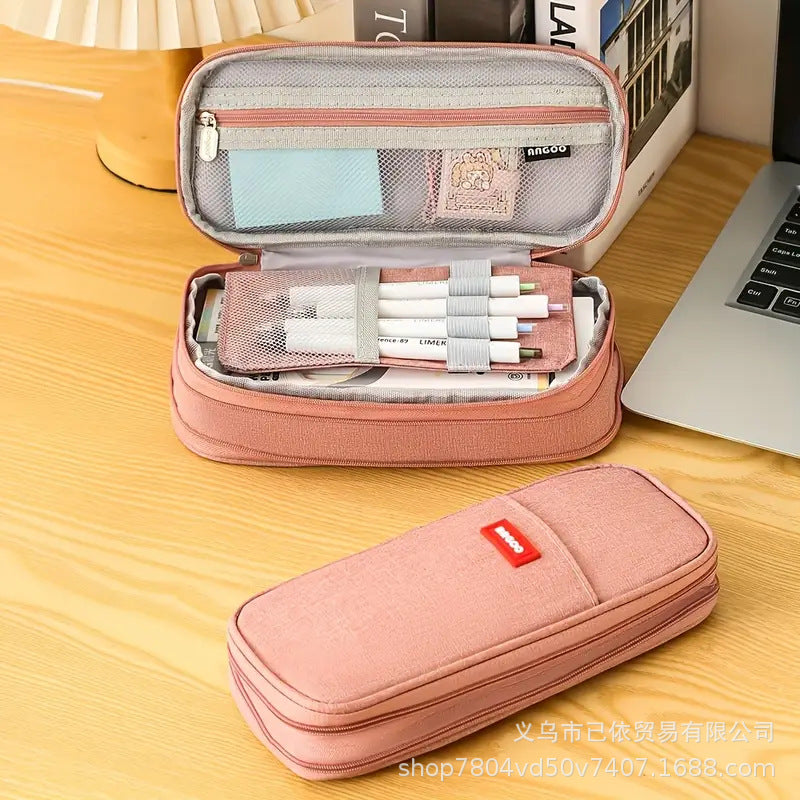 Oxford Cloth Large-Capacity Double-Zipper Multi-Layer Pencil Case Multi-Functional Stationery Box for Primary and Secondary School Students in the Back-To-School Season Wholesale from Manufacturers