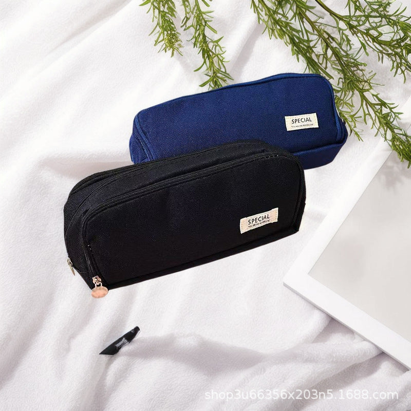 Japanese and Korean Double-Layer Pencil Case for Elementary, Middle, and High School Students, Cross-Border Oxford Cloth Multifunctional Creative Stationery Pencil Case a