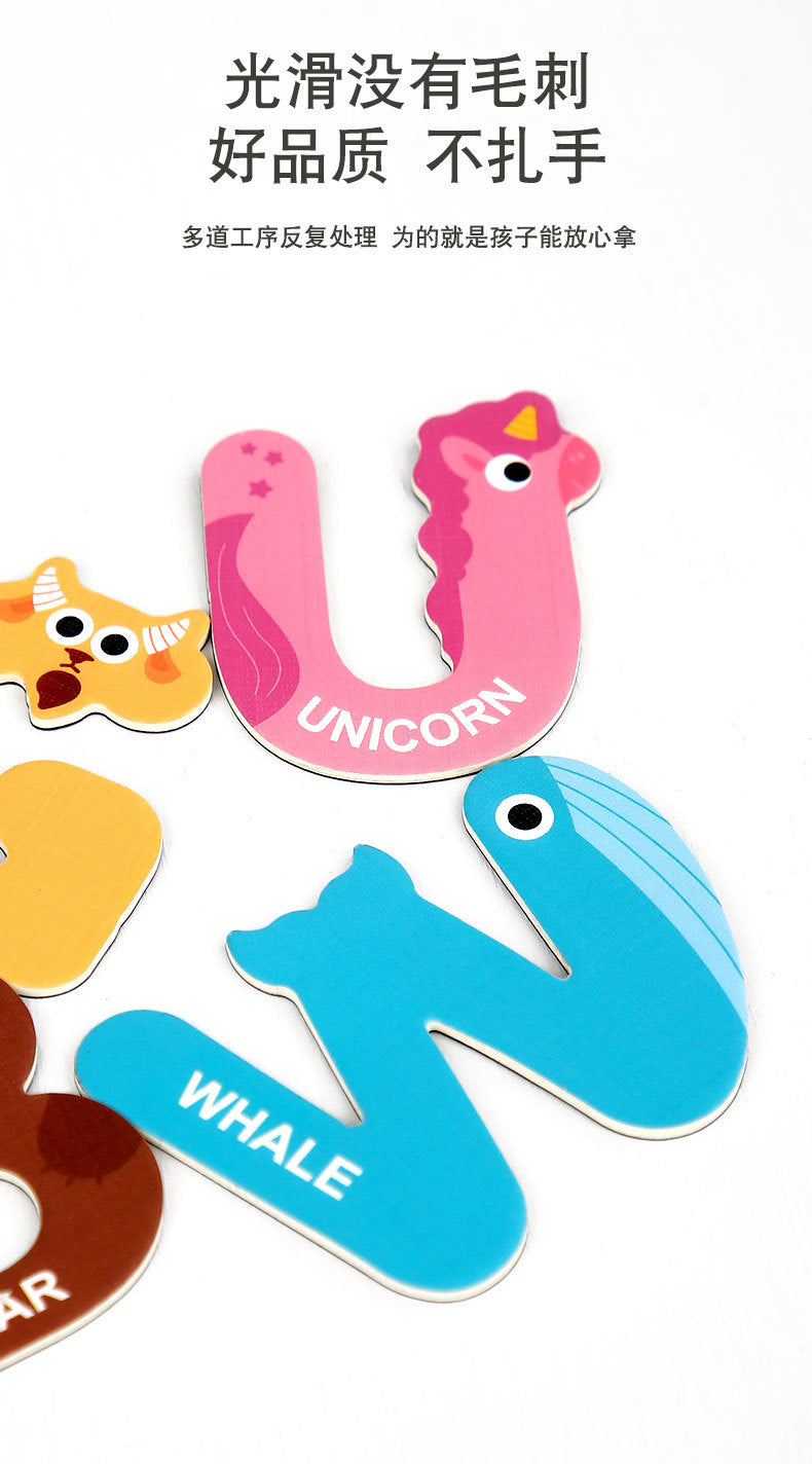 Cross-border Children's Magnetic Puzzle Refrigerator Sticker Capital Alphanumeric Animal Cognitive Magnetic Sticker Early Education Enlightenment Puzzle