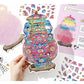 Infeel.Mepet White Card Scenery Stickers, Vintage Item Restorer, Miniature Stereo Chinese-Style Fun Stickers