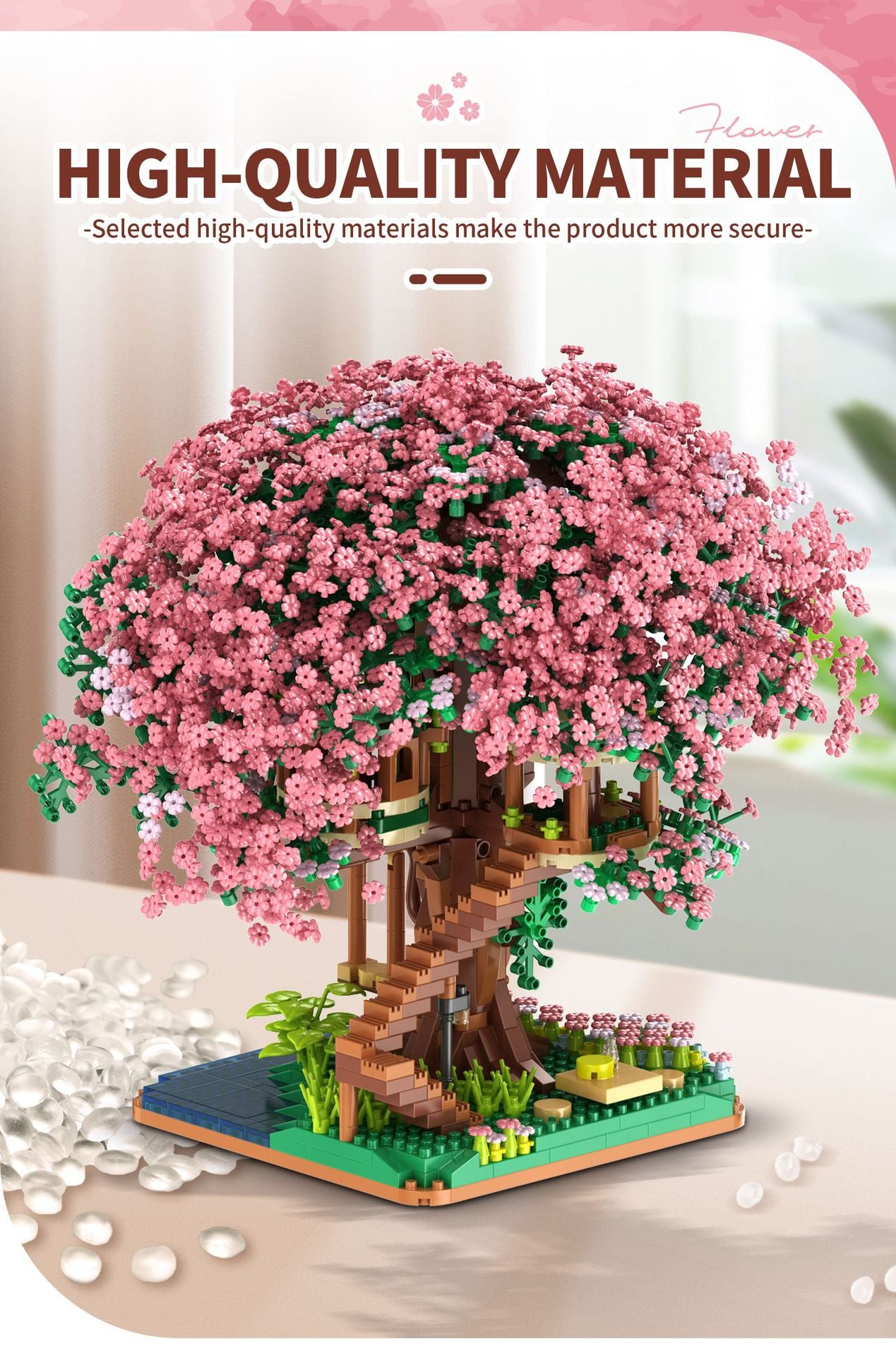 Cross-border TEMU Compatible Lego Sakura Tree House Rainbow Tree Blocks Children's Educational Assembled Toys for Girls Gift