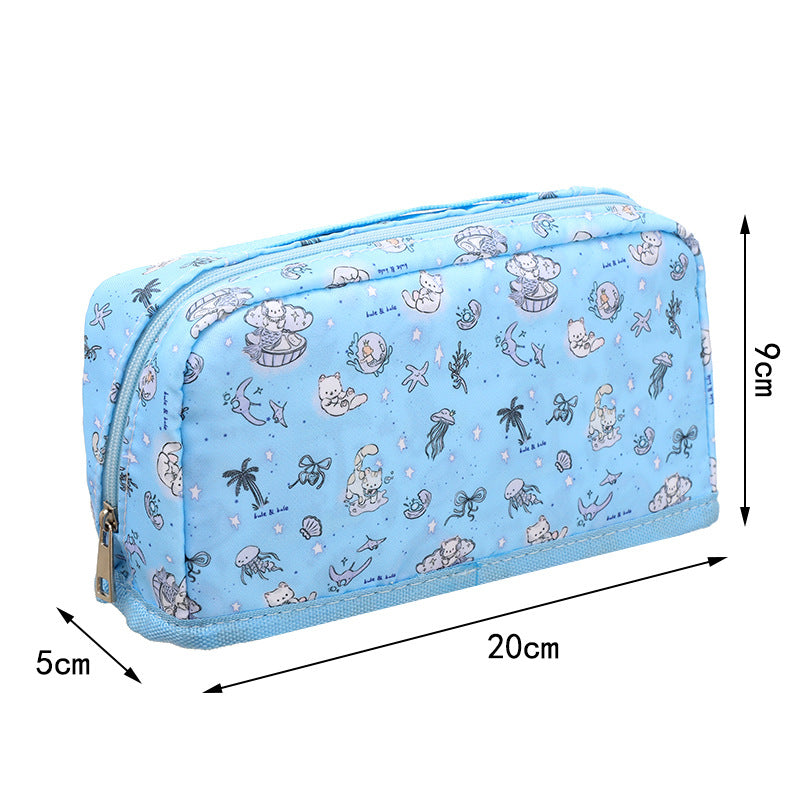 Ins New Toast Cat Foldableing Pencil Bag High-Looking Cute Girl Heart Student Pencil Stationery Box Storage Bag