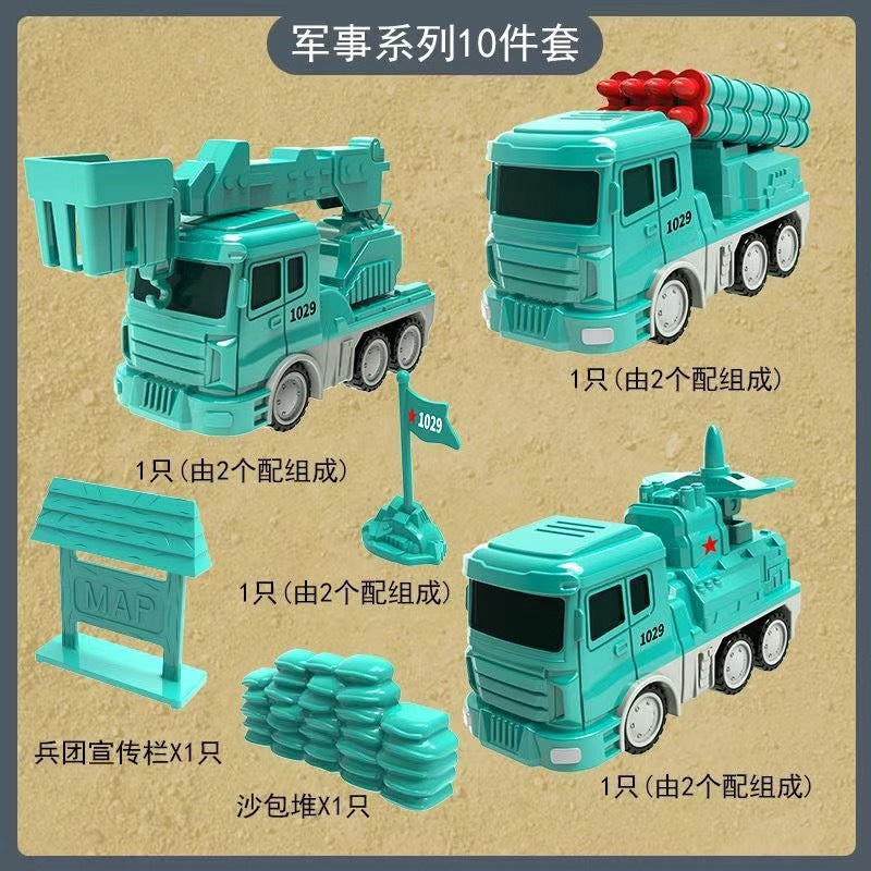 Magnetic Deformation Stitching Robot Toy Children's Baby Birthday Boy Building Blocks Assembled Engineering Vehicle