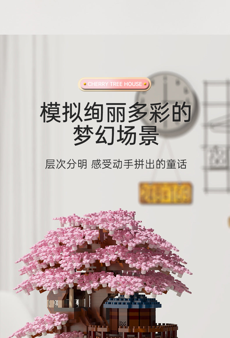 Wow, custom cherry tree building blocks assembled children's toys boys and girls Valentine's Day gift Jihui M2109