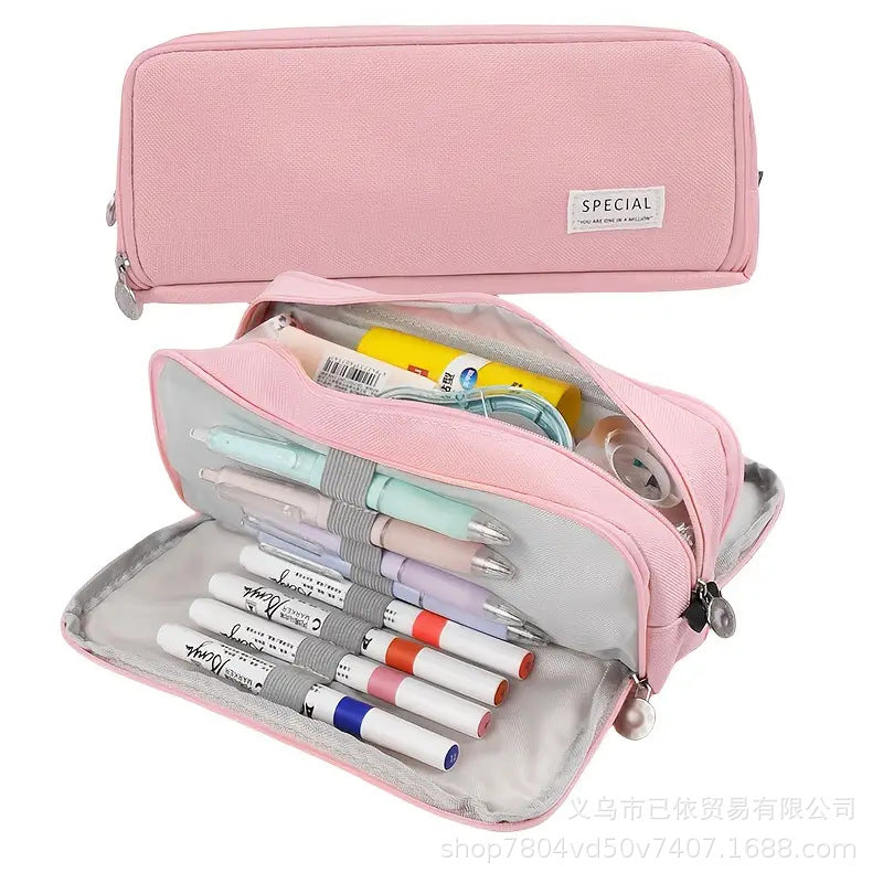 Oxford Cloth Large-Capacity Double-Zipper Multi-Layer Pencil Case Multi-Functional Stationery Box for Primary and Secondary School Students in the Back-To-School Season Wholesale from Manufacturers