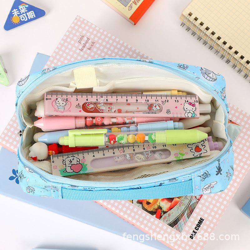 Ins New Toast Cat Foldableing Pencil Bag High-Looking Cute Girl Heart Student Pencil Stationery Box Storage Bag