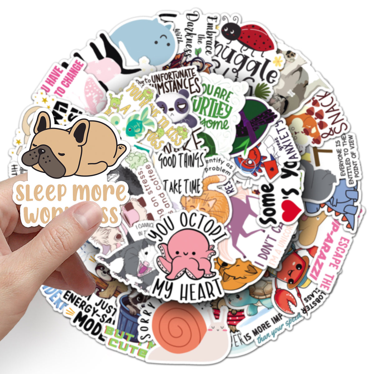 50 cartoon animal quotation stickers text creative graffiti notebook mobile phone book goo card suit stickers