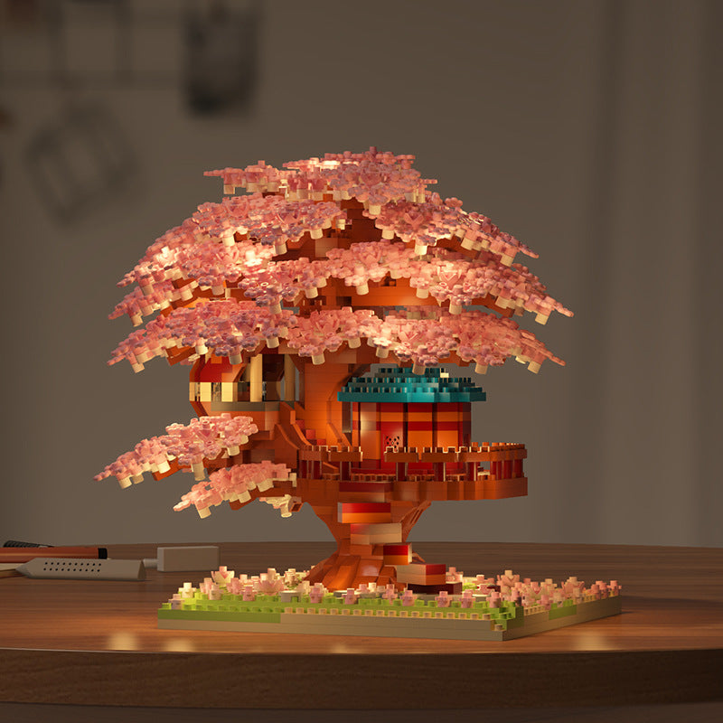 Wow, custom cherry tree building blocks assembled children's toys boys and girls Valentine's Day gift Jihui M2109