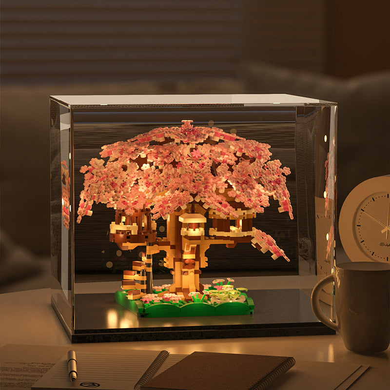Wow, custom cherry tree building blocks assembled children's toys boys and girls Valentine's Day gift Jihui M2109