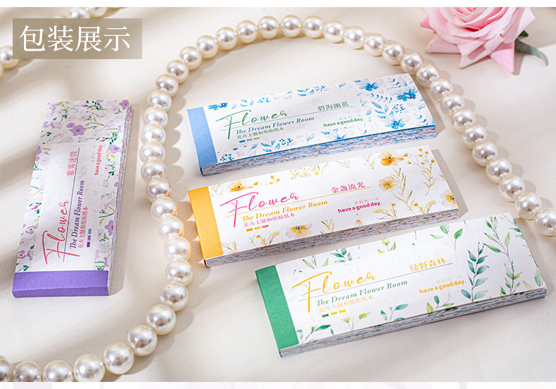 Dream Flower Floral Washi Sticker Book Plant Floral Handbook with Background Decoration Basic Stickers