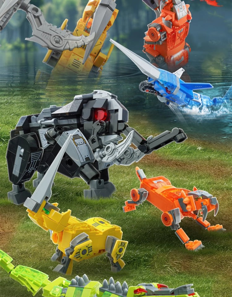 Wonderful Building Blocks 41112 Land Warfare Xiongwei Military Mech Model Super Set Variables Assembled Transporter Small Toys