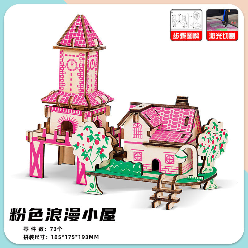 diy hut assembled small house model children's puzzle handmade three-dimensional jigsaw puzzle stall children's toys
